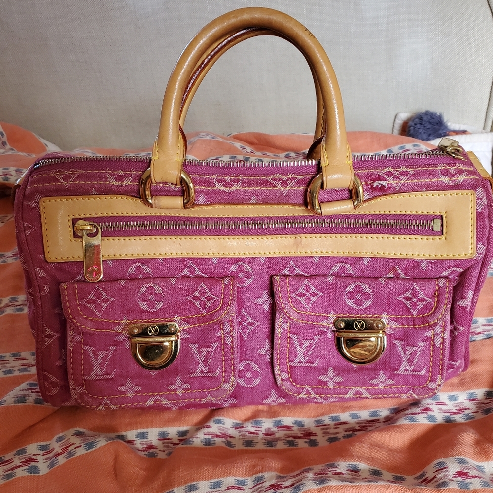 Louis vuitton neo speedy denim fuchsia limited